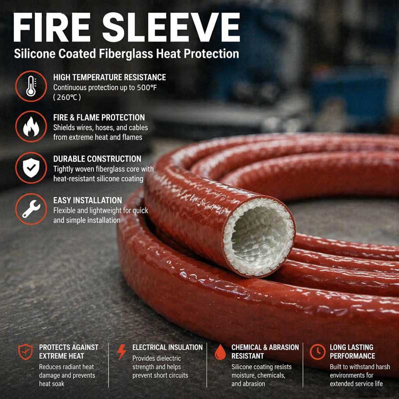 Silicone Coated Fiberglass Fire Sleeve