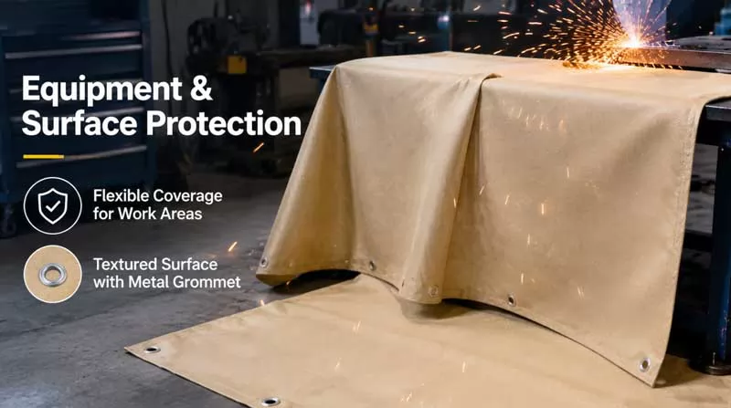 Hot work fiberglass welding blanket used in construction site welding and maintenance work