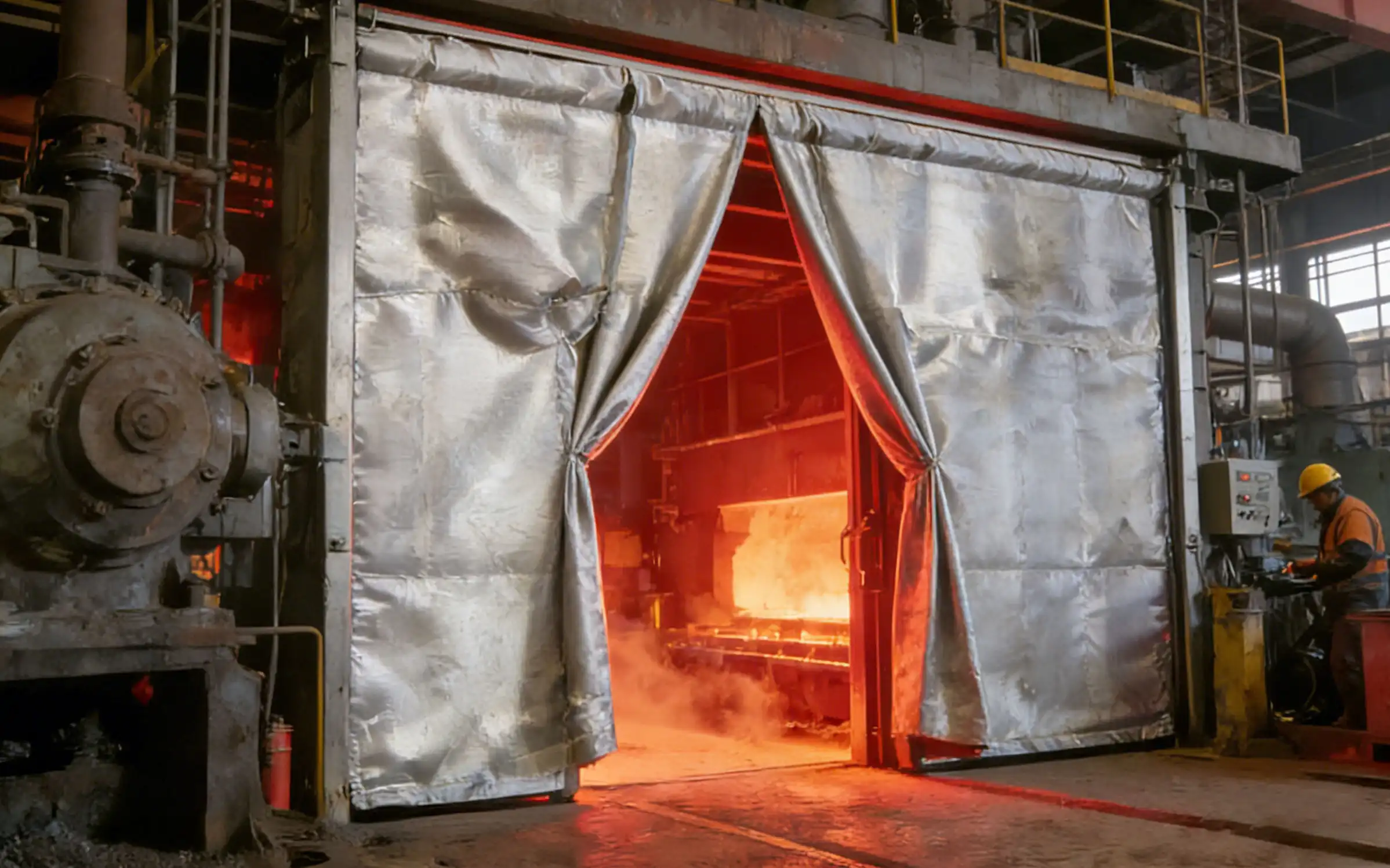 High-temperature insulation curtain in metallurgical plant