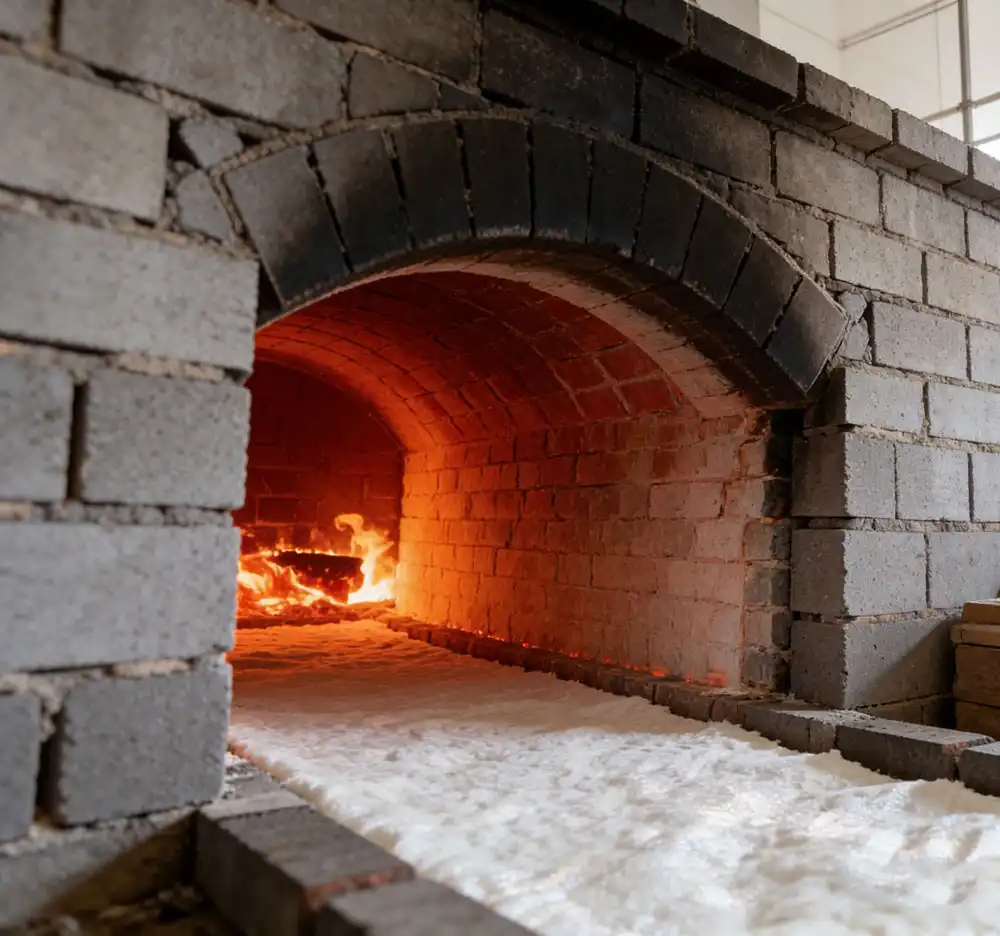 Furnace door sealing ceramic fiber blanket