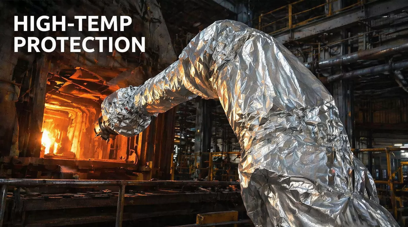 Robot protective suit against molten metal splash in casting operations