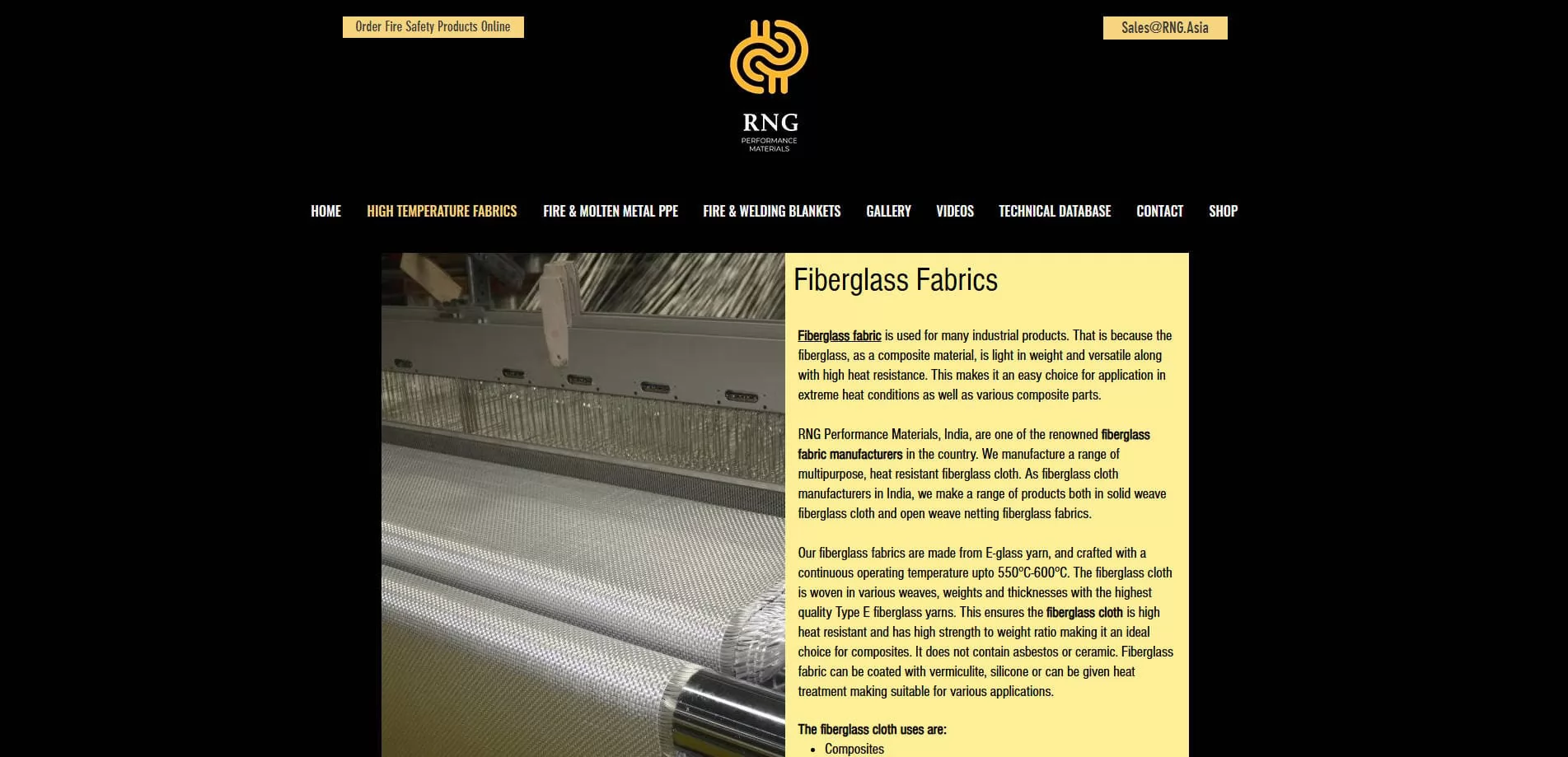 RNG Fiberglass Fabrics - Fiberglass Cloth Manufacturer in India