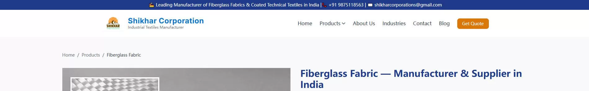 Shikhar Corporation - Fiberglass Fabric Supplier in India
