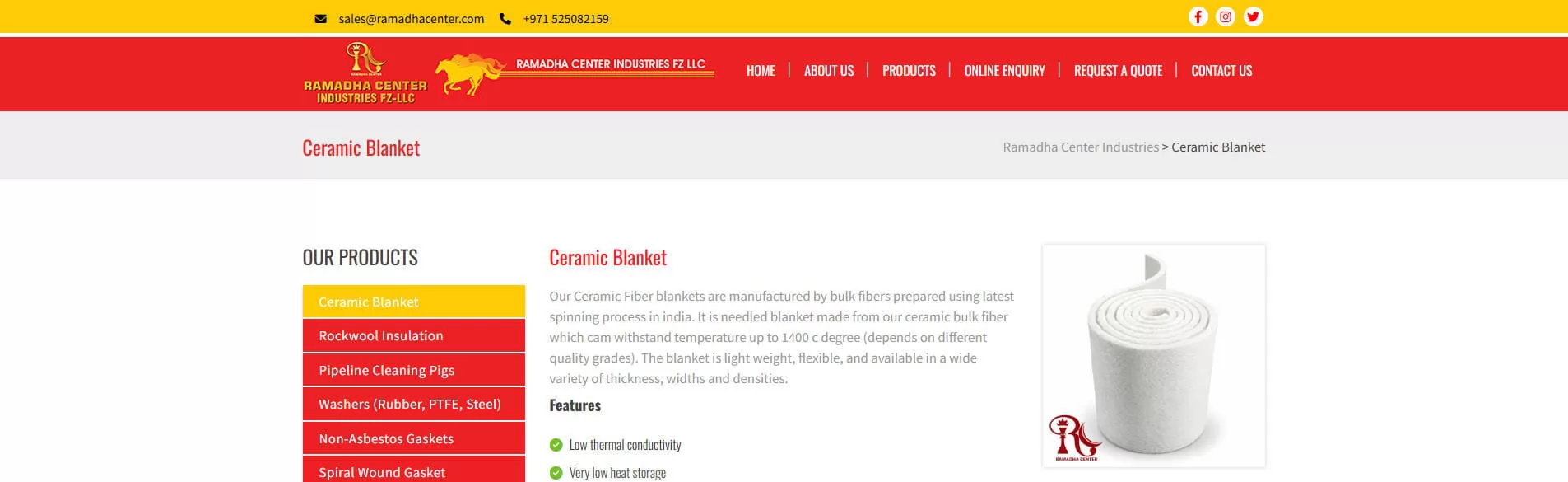 Ramadha Thermal Insulation Ceramic Fiber Blanket Supplier in UAE